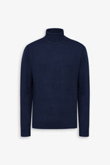Lambswool turtleneck sweater in air force blue