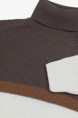 Fine striped turtleneck sweater in cream