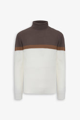 Cream thin stripe turtleneck sweater
