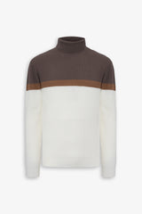 Fine striped turtleneck sweater in cream