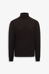 Brown two-tone textured turtleneck sweater
