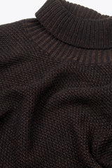 Brown two-tone textured turtleneck sweater