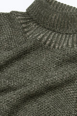 Green two-tone woven turtleneck sweater