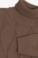 Dove gray cable knit turtleneck sweater