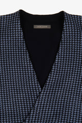 Double-breasted vest in houndstooth knit in aviation