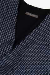 Double-breasted vest in houndstooth knit in aviation