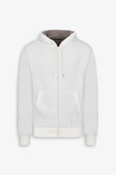 Cream full zip sweatshirt cut sweater with hood