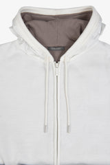 Cream full zip sweatshirt cut sweater with hood