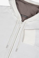 Cream full zip sweatshirt cut sweater with hood