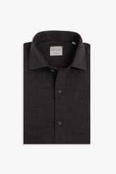 Dark brown melange jersey shirt