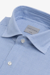 Blue micro-weave shirt