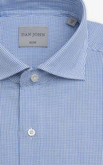 Blue micro-weave shirt