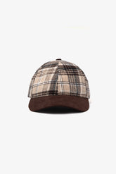 Check hat with beige visor
