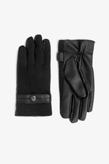 Black textured eco-leather gloves
