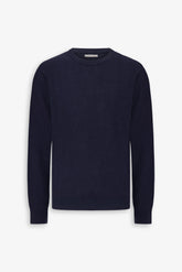 Blue rice grain crew neck sweater