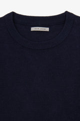 Blue rice grain crew neck sweater