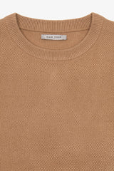 Camel rice grain crew neck sweater