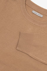 Camel rice grain crew neck sweater