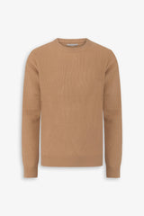Camel rice grain crew neck sweater