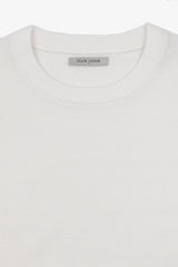 Cream rice grain crew neck sweater