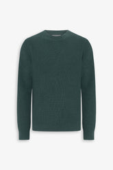 Green English rib crew neck sweater