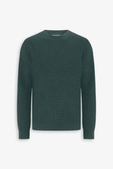 Green English rib crew neck sweater