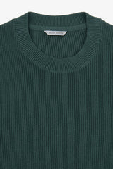 Green English rib crew neck sweater
