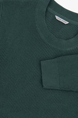 Green English rib crew neck sweater