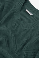 Green English rib crew neck sweater