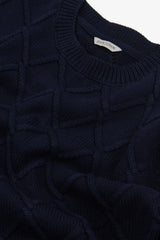 Blue 3D pattern crew neck sweater