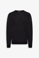 Anthracite two-tone rice grain crew neck sweater