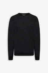 Anthracite two-tone rice grain crew neck sweater