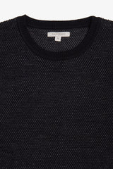 Anthracite two-tone rice grain crew neck sweater