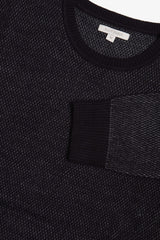 Anthracite two-tone rice grain crew neck sweater
