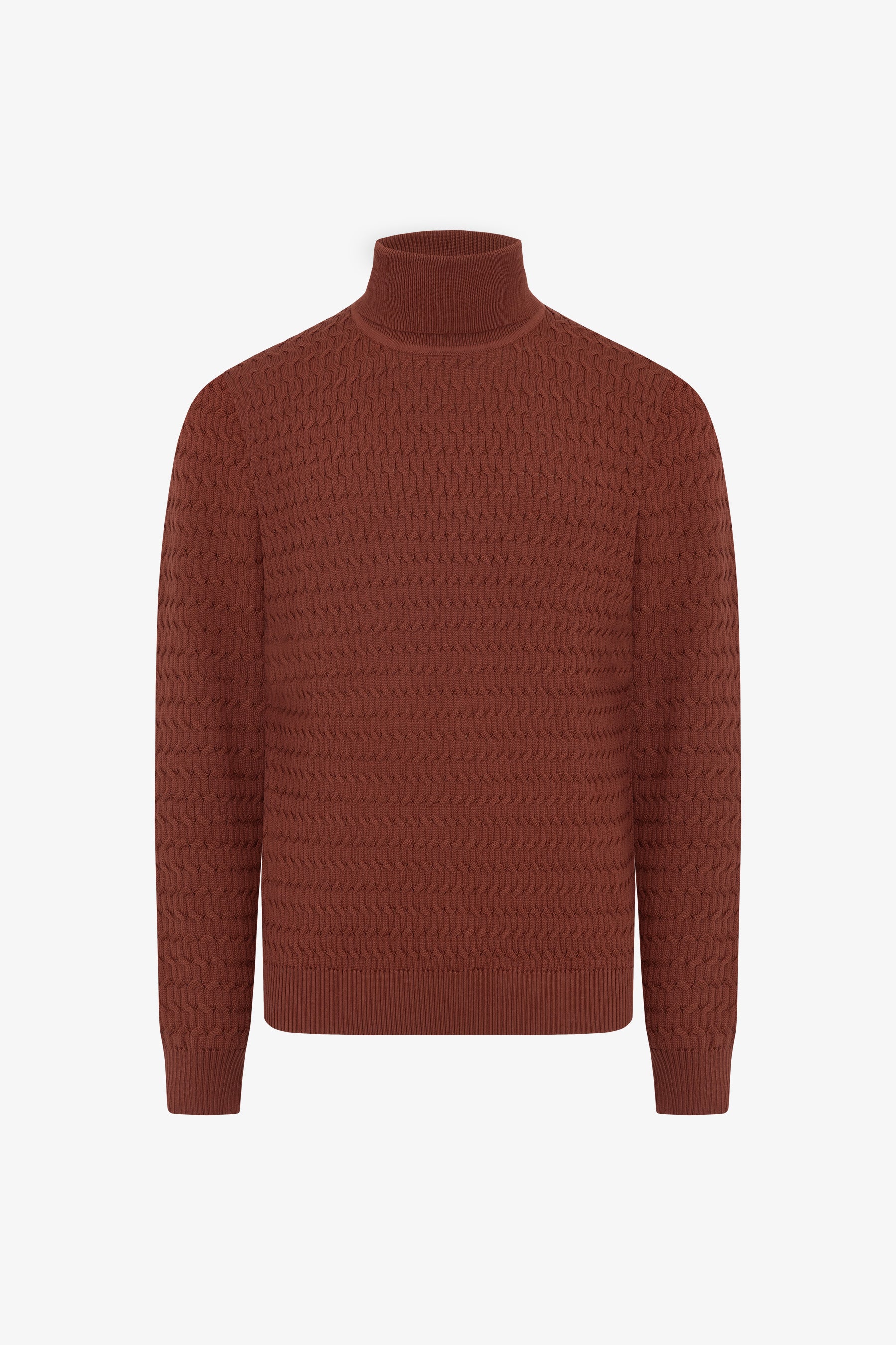Maglia dolcevita a treccina coccio-Dan John