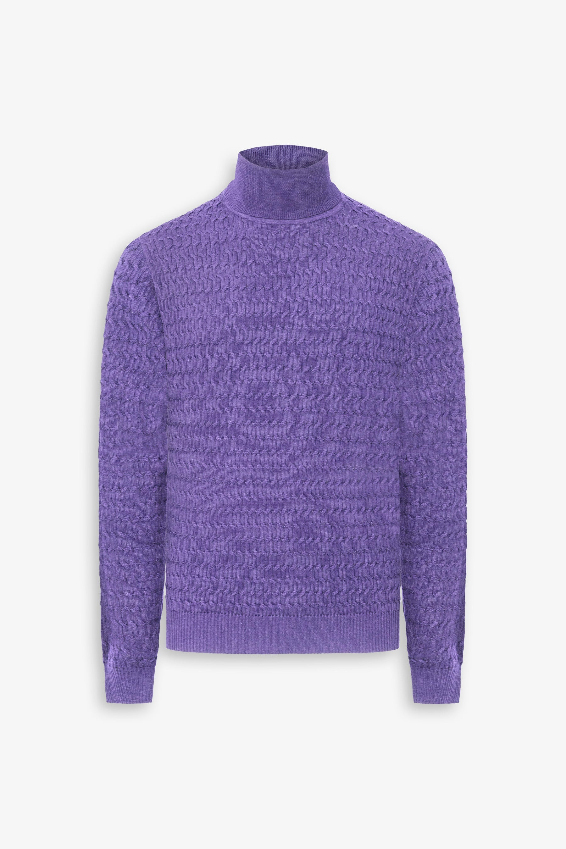 Maglia dolcevita a treccina viola-Dan John