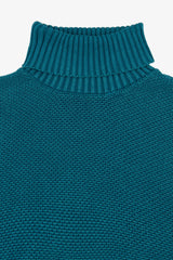 Petrol textured turtleneck sweater
