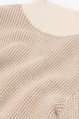 Cream two-tone volcano stitch neck sweater