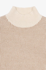 Cream two-tone volcano stitch neck sweater