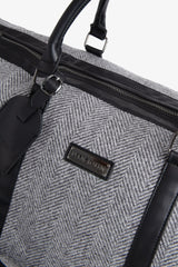 Gray herringbone fabric holdall