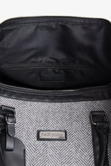 Gray herringbone fabric holdall