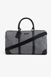 Gray herringbone fabric holdall