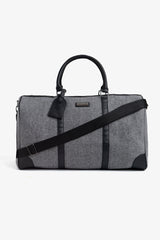 Gray herringbone fabric holdall