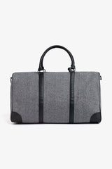 Gray herringbone fabric holdall