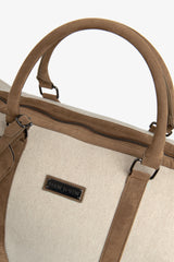 Beige melange fabric holdall