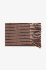Dark brown striped jacquard scarf