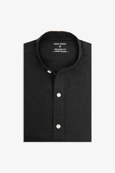 Black linen blend Korean shirt