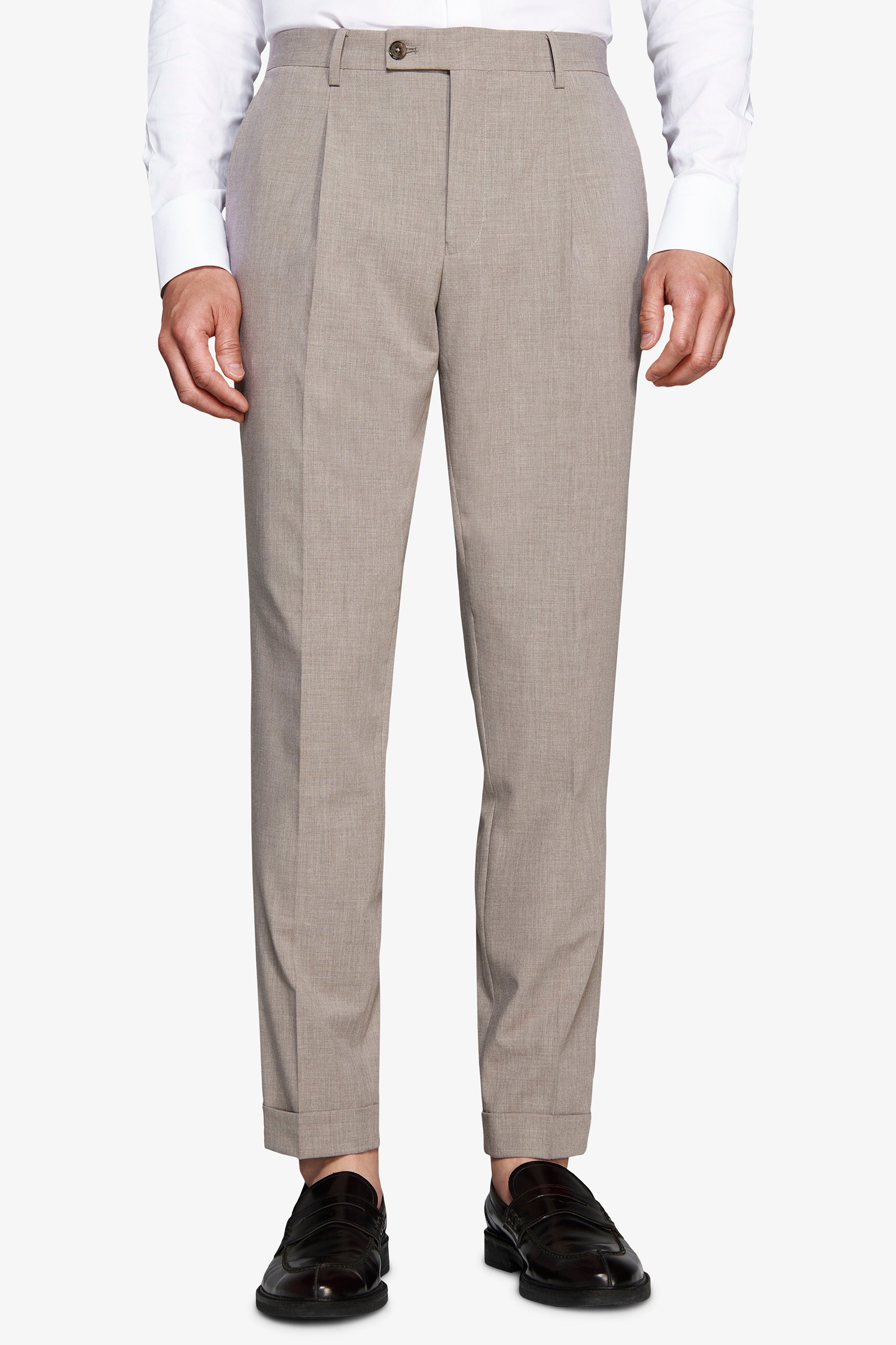Pantaloni tela melange tortora-Dan John