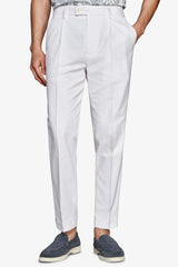 White straight trousers
