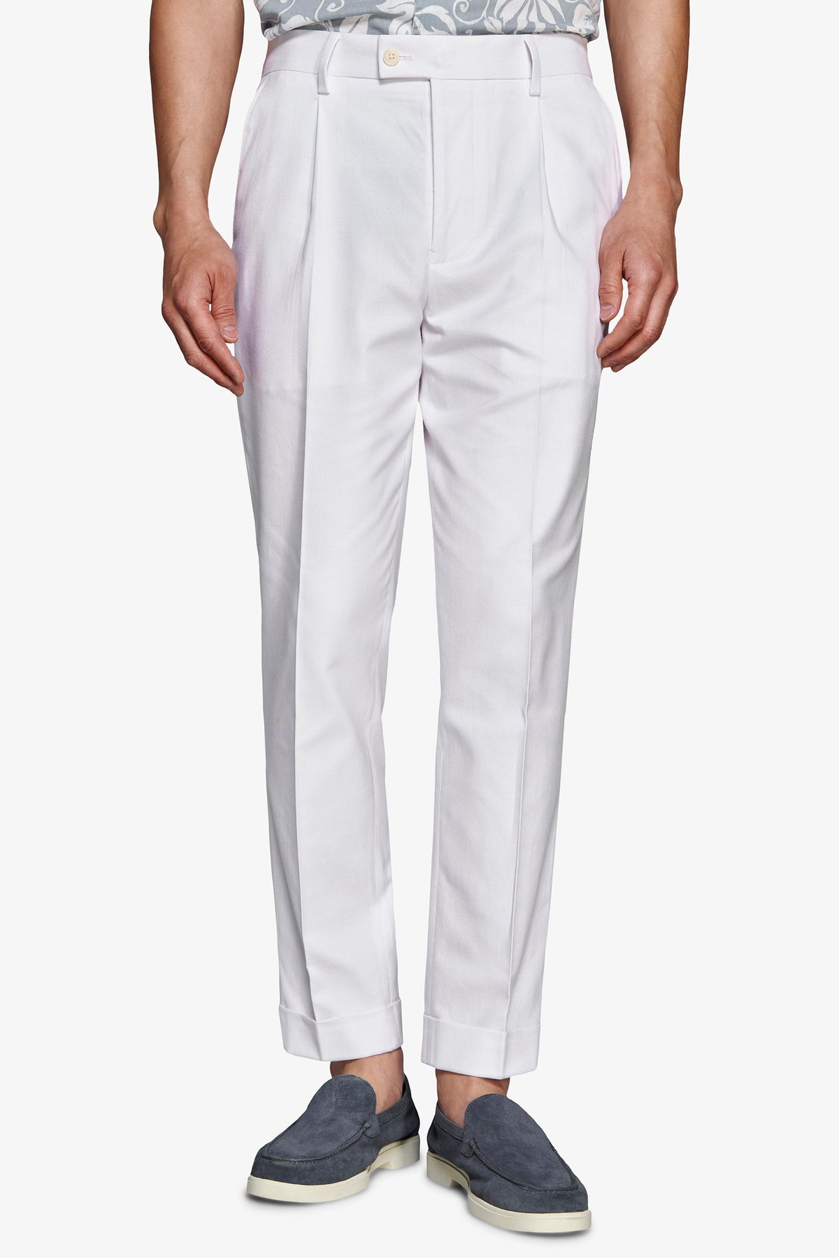 White straight trousers